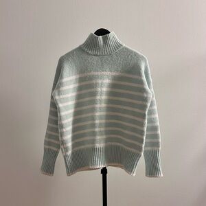 La Ligne Marin Blue White Wool Cashmere Striped Oversize Mockneck Sweater Size S